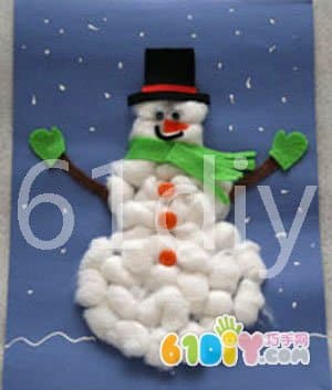 Christmas cotton ball snowman greeting card