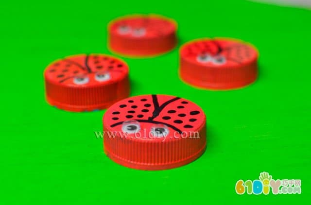 Bottle cap handmade small ladybug