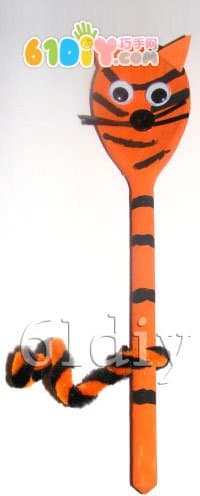 Wooden spoon handmade tiger