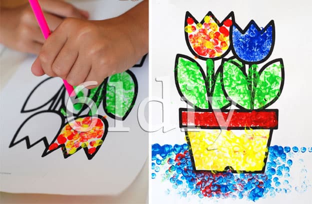 Children's drawing - tulip flower pot