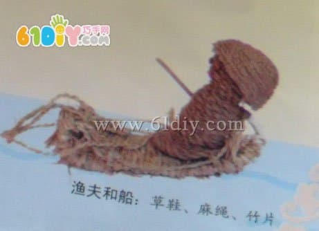 Hemp rope handmade: fisherman and boat