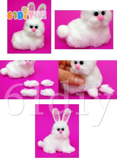 Cotton group handmade - cute little white rabbit