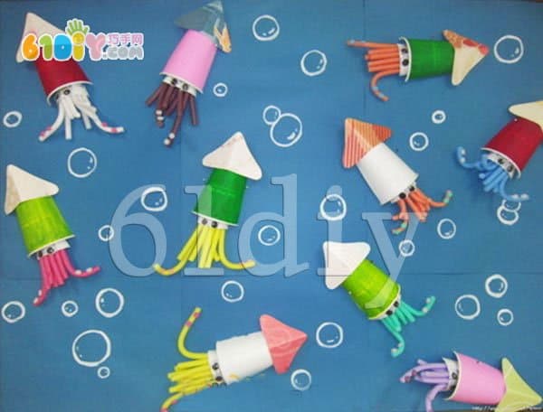 Paper cup squid handmade