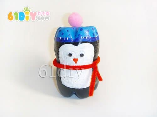 Handmade small penguin with drink bottle