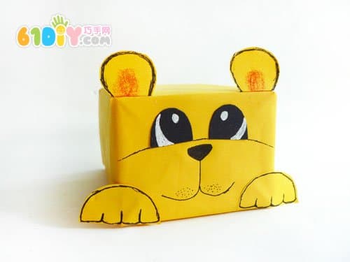 Handmade baby lion in carton