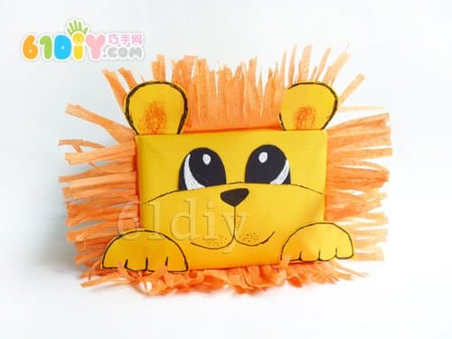 Handmade baby lion in carton