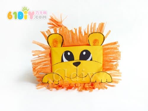 Handmade baby lion in carton