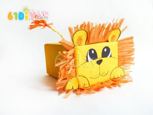 Handmade baby lion in carton