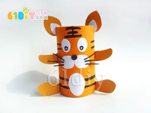 Roll paper core animal handmade - little tiger