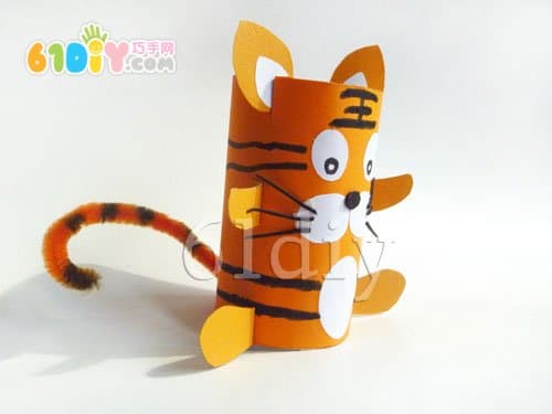 Roll paper core animal handmade - little tiger