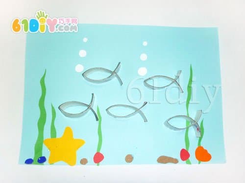 Roll paper core fish stickers handmade