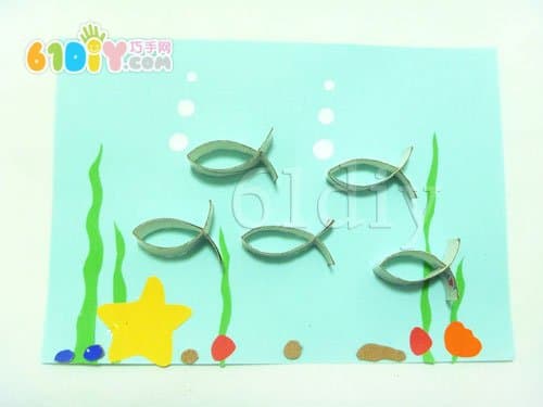 Roll paper core fish stickers handmade