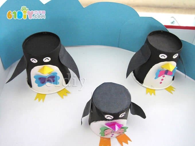 Cute paper cup penguin