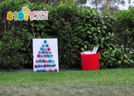 Christmas ball spelled into a Christmas tree