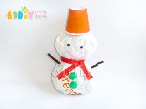 Paper bag handmade christmas snowman