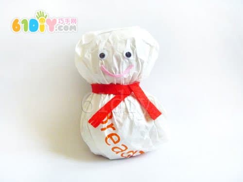 Paper bag handmade christmas snowman