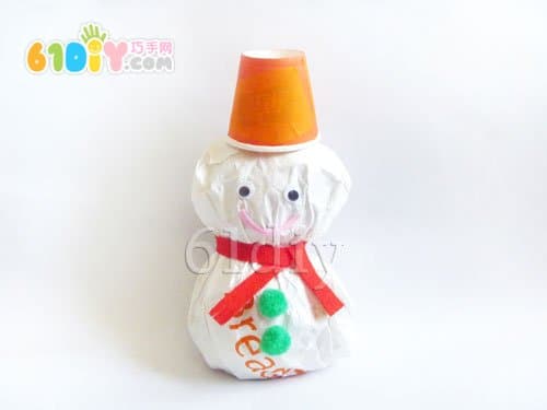 Paper bag handmade christmas snowman