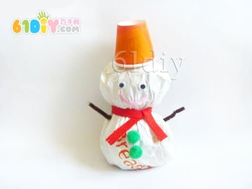 Paper bag handmade christmas snowman