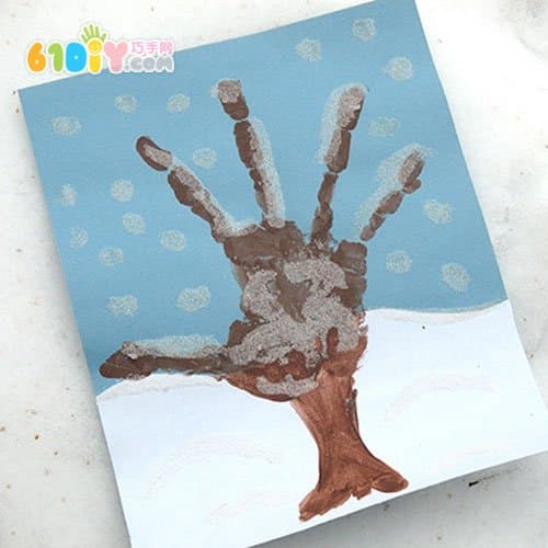 Hand prints snowing