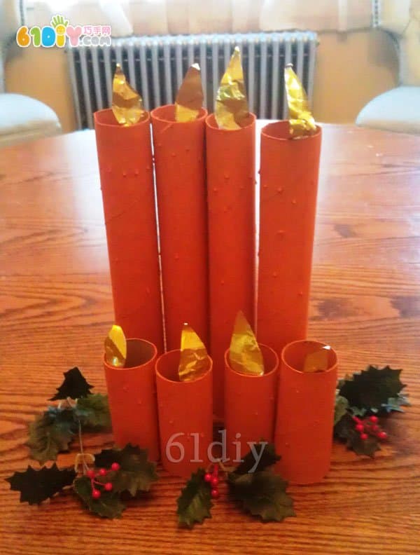 Paper tube making christmas decoration candle