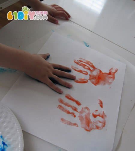 Hand prints, fireworks, painting