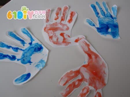 Hand prints, fireworks, painting