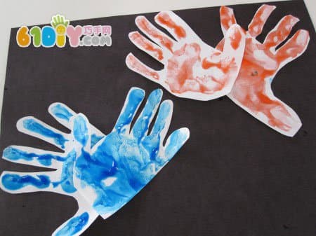 Hand prints, fireworks, painting