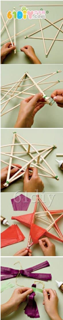 Disposable chopsticks making star lantern illustration