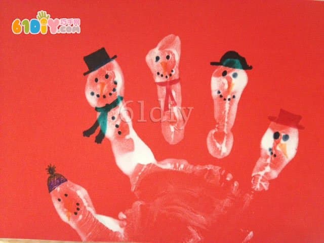 Cute handprint snowman greeting card making