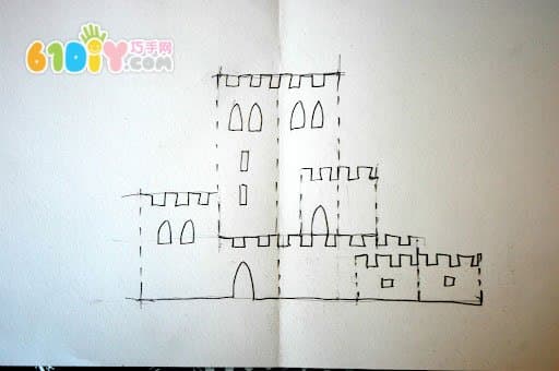 Three-dimensional castle card production diagram