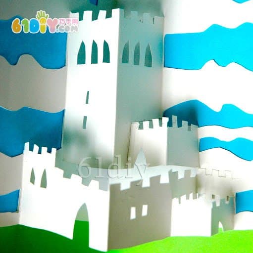 Three-dimensional castle card production diagram