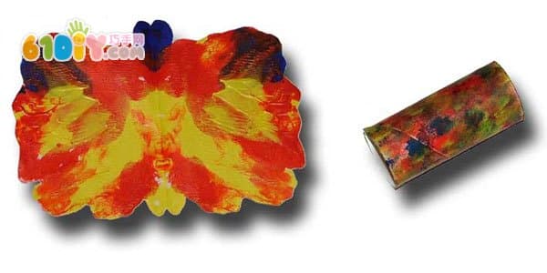 Kindergarten handmade - making spring butterflies with paper tubes