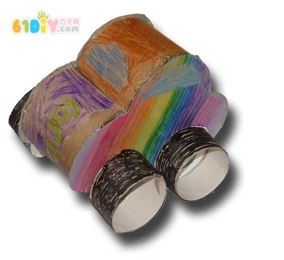 Children's handmade paper tube car