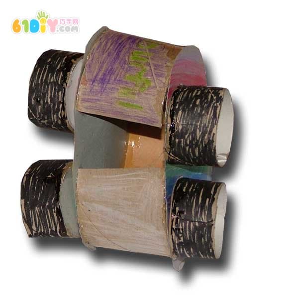 Children's handmade paper tube car