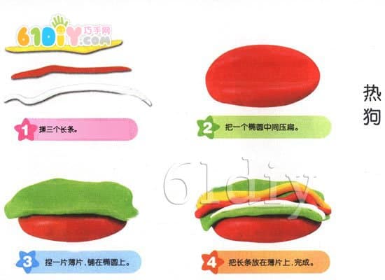 Children's color clay making (hot dog)