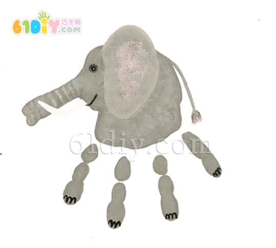 Children's creative hand prints (elephants)