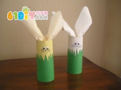Children's handmade DIY roll paper tube bunny