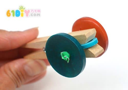 Old clothespin making toy car