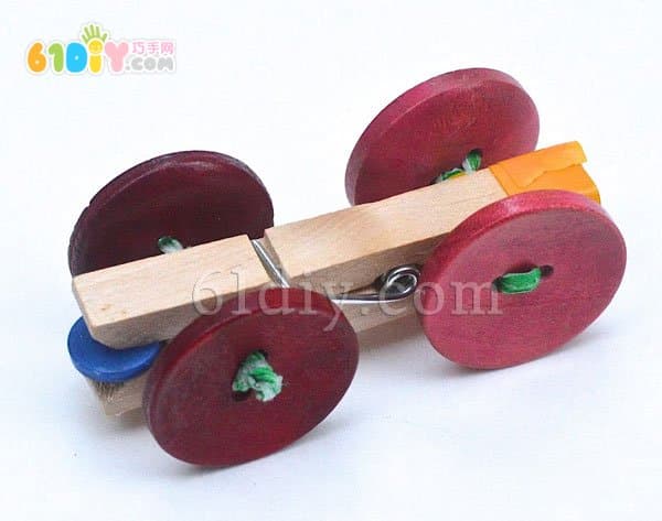 Old clothespin making toy car