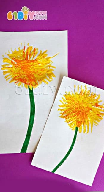 Drawing dandelion with a fork