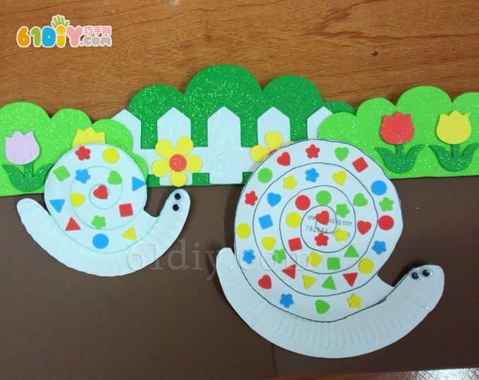 Children's handmade DIY paper plate snail