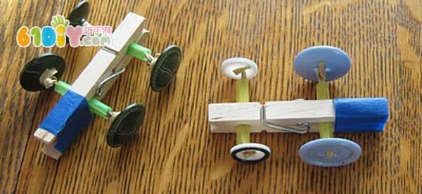 Wooden clip making toy car