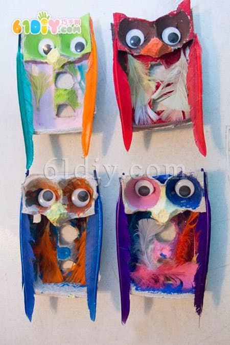 Children's environmentally friendly handmade - egg box DIY making owl