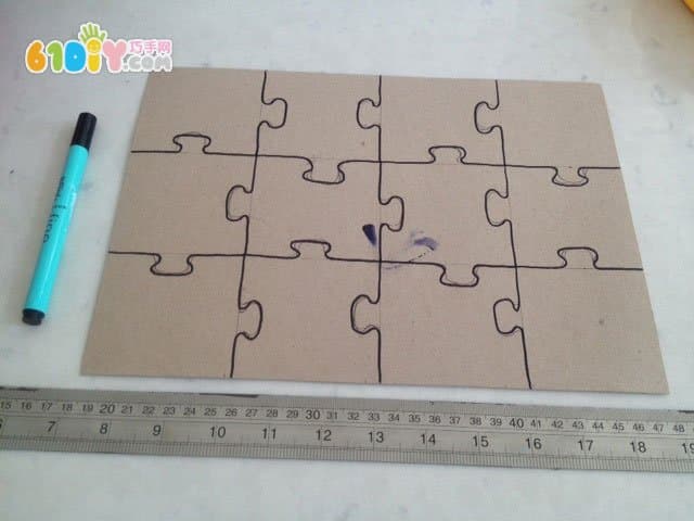 Waste cardboard homemade puzzle