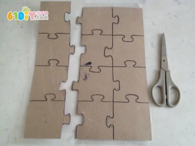 Waste cardboard homemade puzzle