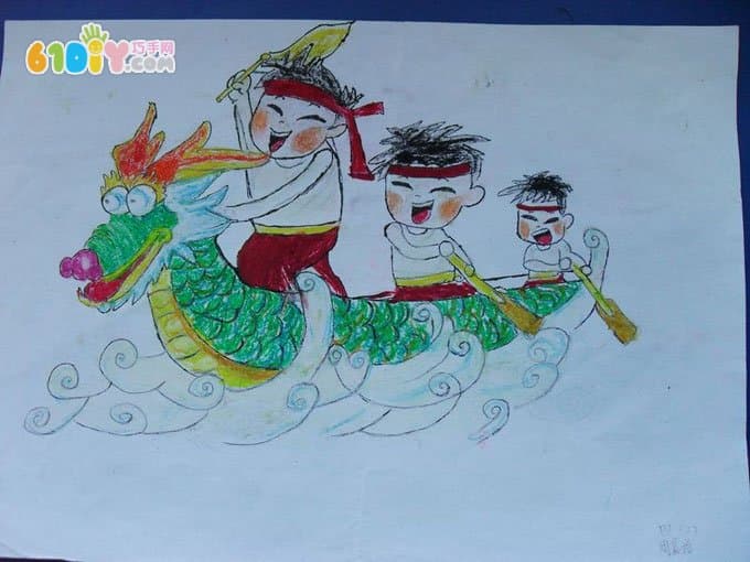 Children draw Dragon Boat Festival