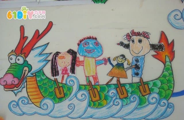 Children draw Dragon Boat Festival