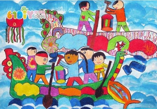 Children draw Dragon Boat Festival