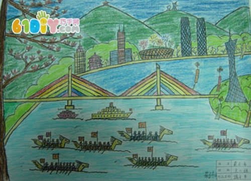 Children draw Dragon Boat Festival