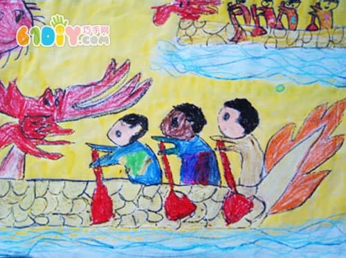 Children draw Dragon Boat Festival